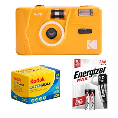 Tetenal Kodak M38 Reusable Camera YELLOW + Ultramax 400 + 2st AAA Batterier
