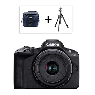 Canon EOS R50 + RF-S 18-45mm f/4,5-6,3 IS STM + Stativ & Väska