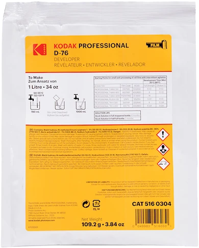 Kodak Professional D-76 Framkallare Pulver till 1L