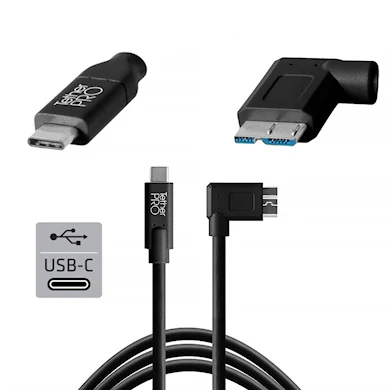 Tether Tools TetherPro USB-C till 3,0 Micro-B Vinklad 4,6m. Svart