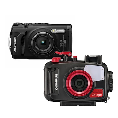 OM System TG-7 Svart + PT-059 Undervattenshus