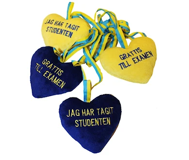 Studenthjärta Blå/Gul 17cm