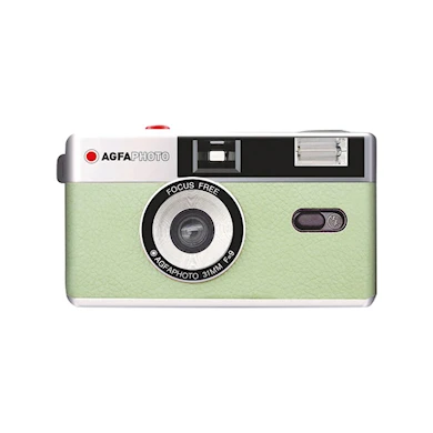 Agfaphoto Analog Kamera 35mm Pastellgrön + Portra 800 + 2st AAA batterier