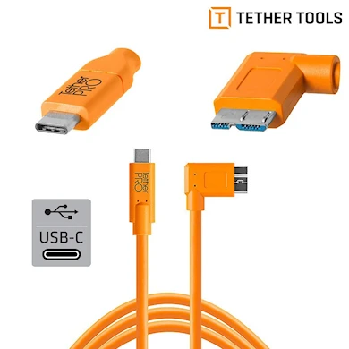 Tether Tools TetherPro USB-C till 3,0 Micro-B Vinklad 4,6m. Orange