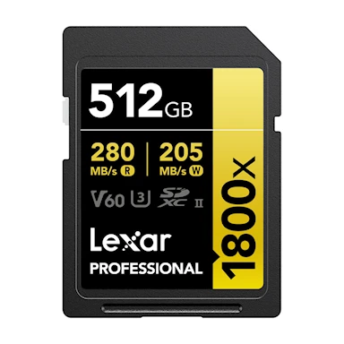 Lexar Pro 1800x SDXC U3 (V60) UHS-II R280/W205 512GB