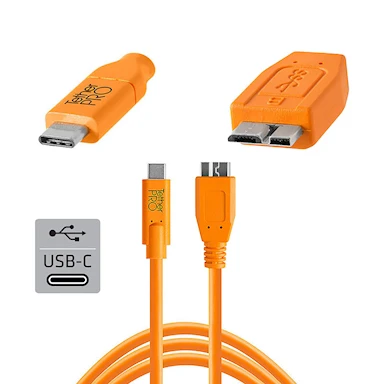 Tether Tools TetherPro USB-C to 3.0 Micro-B 4.6m Orange